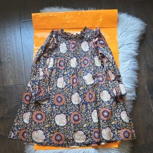 Pink Chicken Girls Jaipur Pintuck  Long Sleeve Dress In Navy Harvest Floral